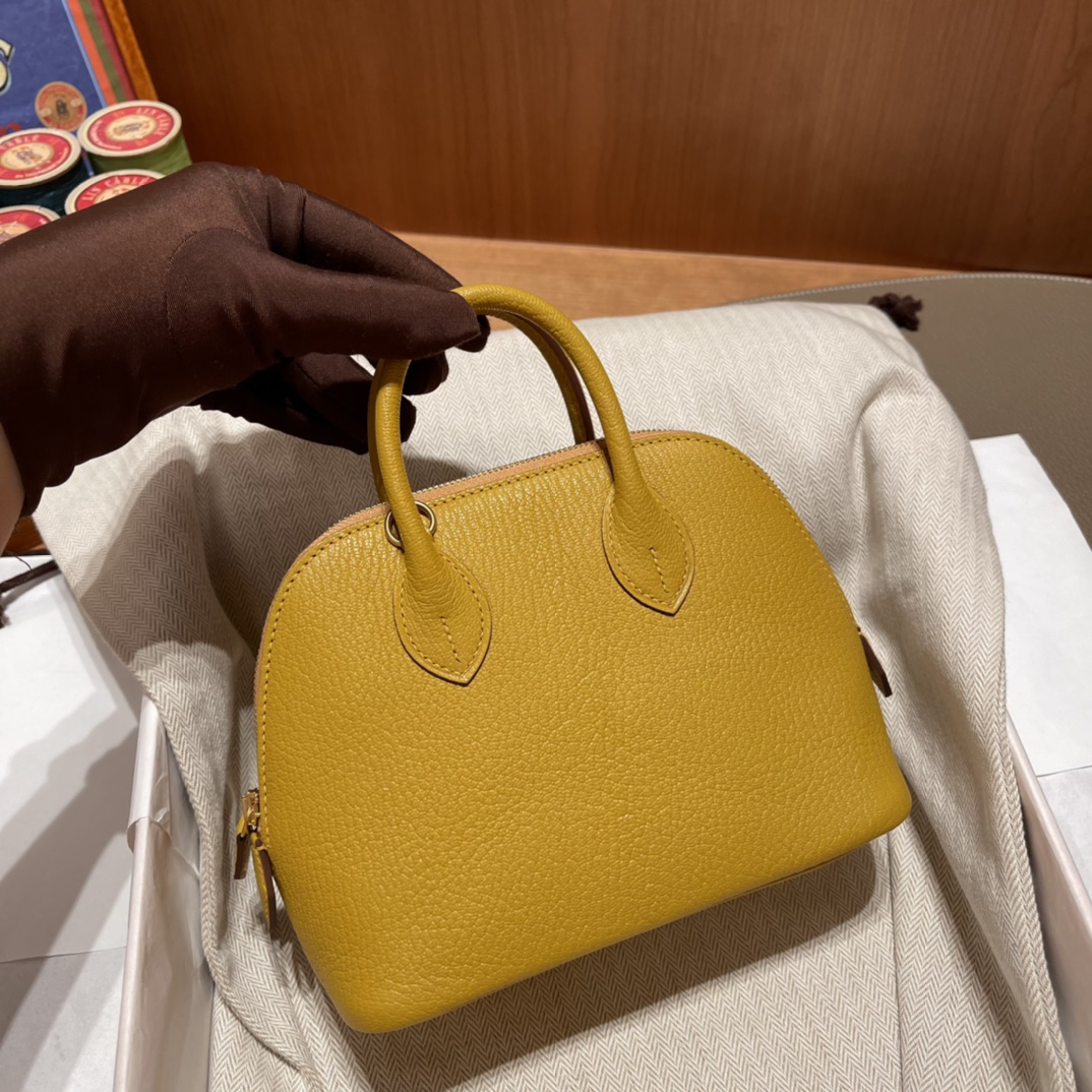 에르메스 미니 볼리드18 앰버 옐로우 금장 염소가죽